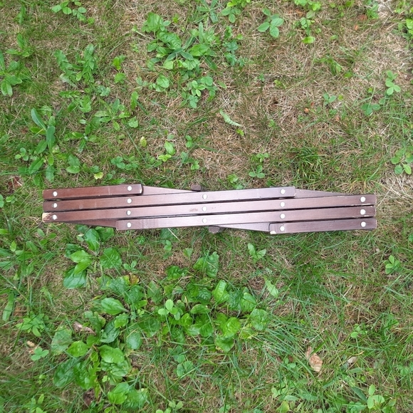 Vintage dark stained wooden accordion wine rack expandable bottle storage - Picture 10 of 11